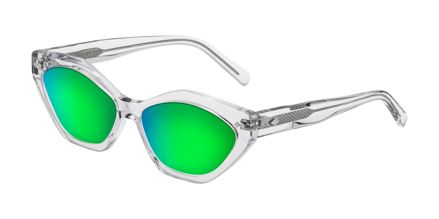 Angle of Delphi in Clear with Green Mirrored Lenses
