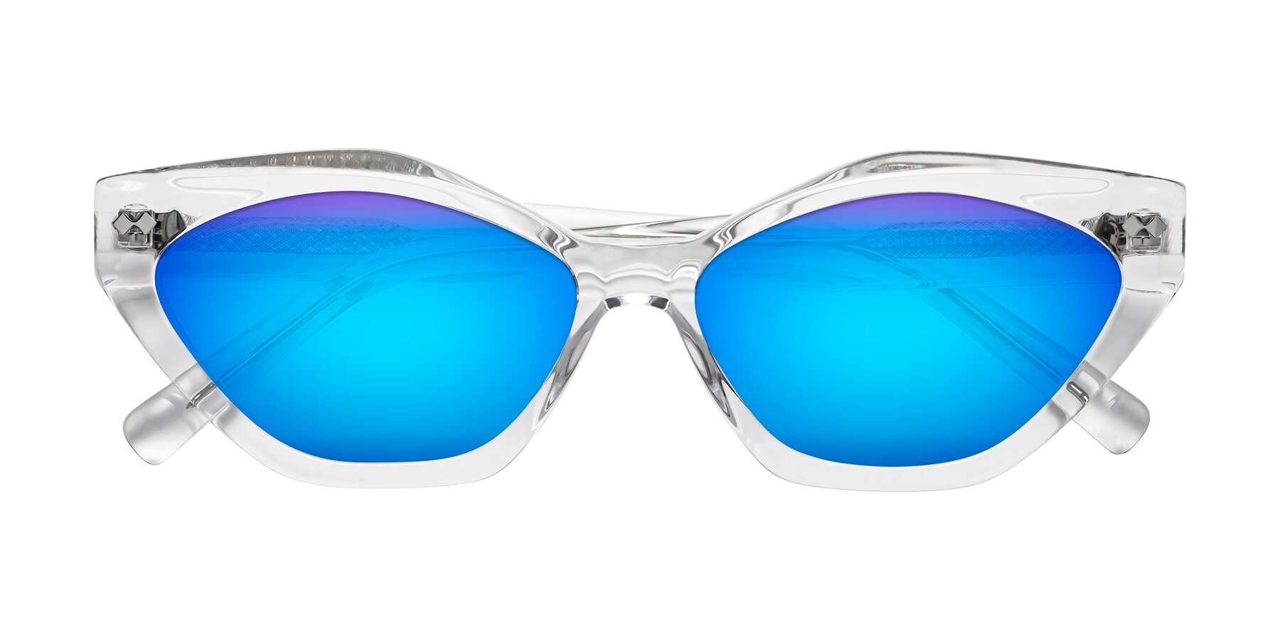 Folded Front of Delphi in Clear with Blue Mirrored Lenses
