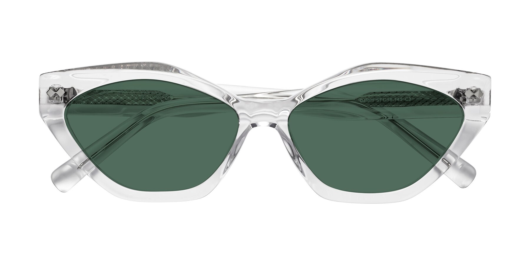 Folded Front of Delphi in Clear with Green Polarized Lenses