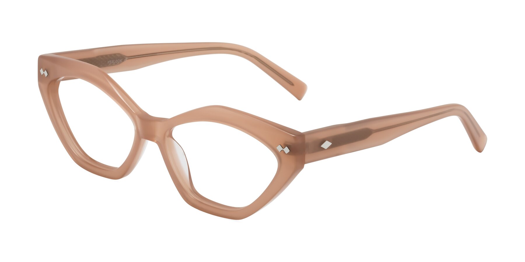 Angle of Delphi in Peach with Clear Reading Eyeglass Lenses