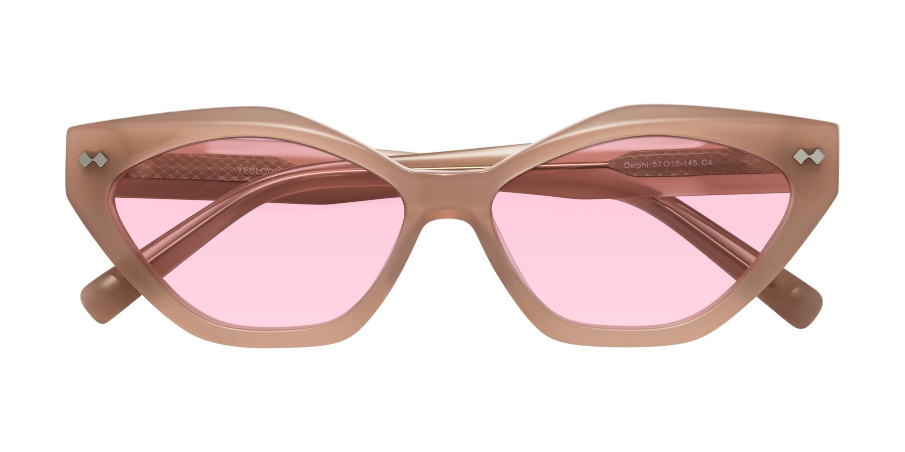 Folded Front of Delphi in Peach with Light Pink Tinted Lenses