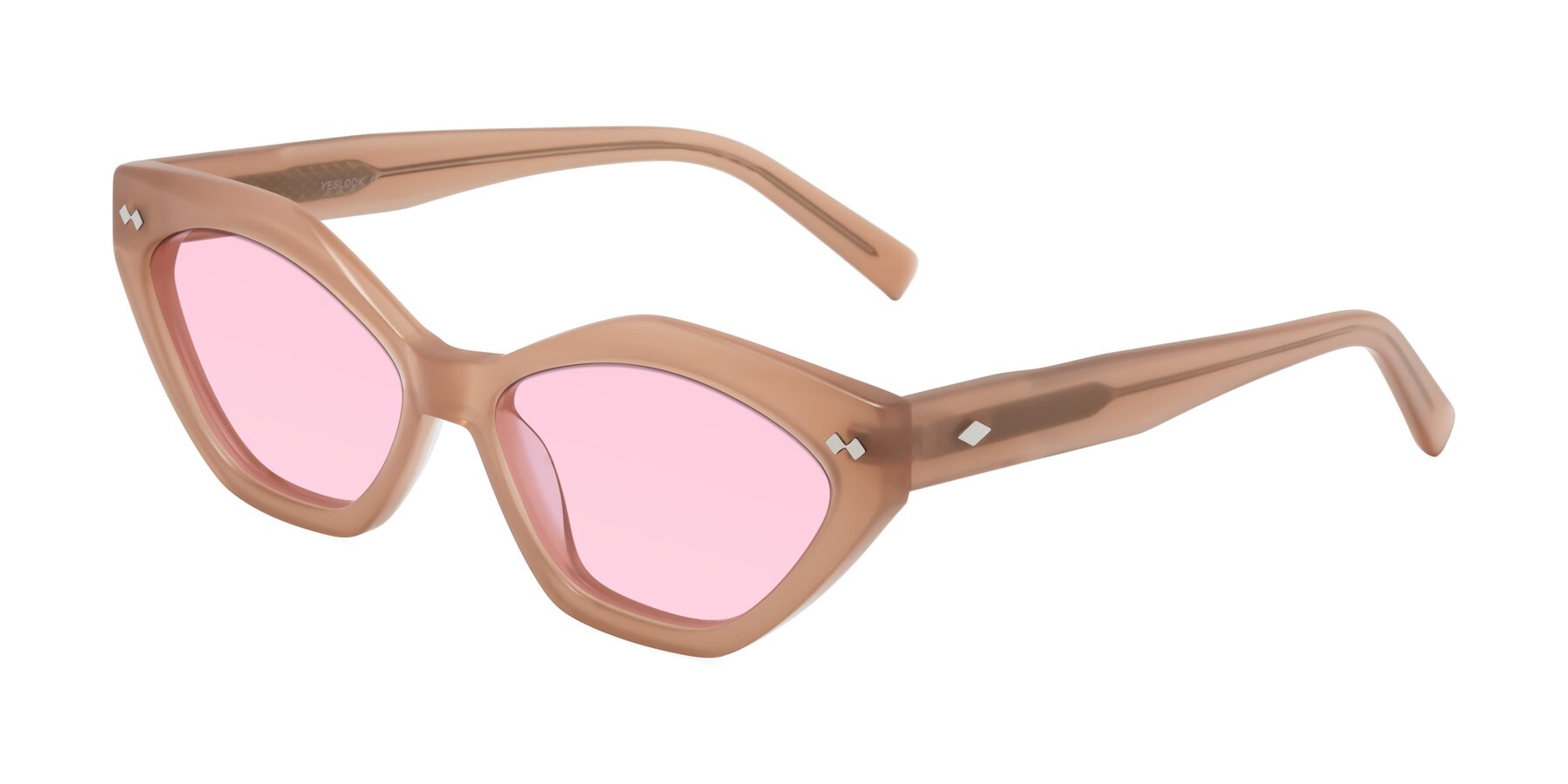 Angle of Delphi in Peach with Light Pink Tinted Lenses