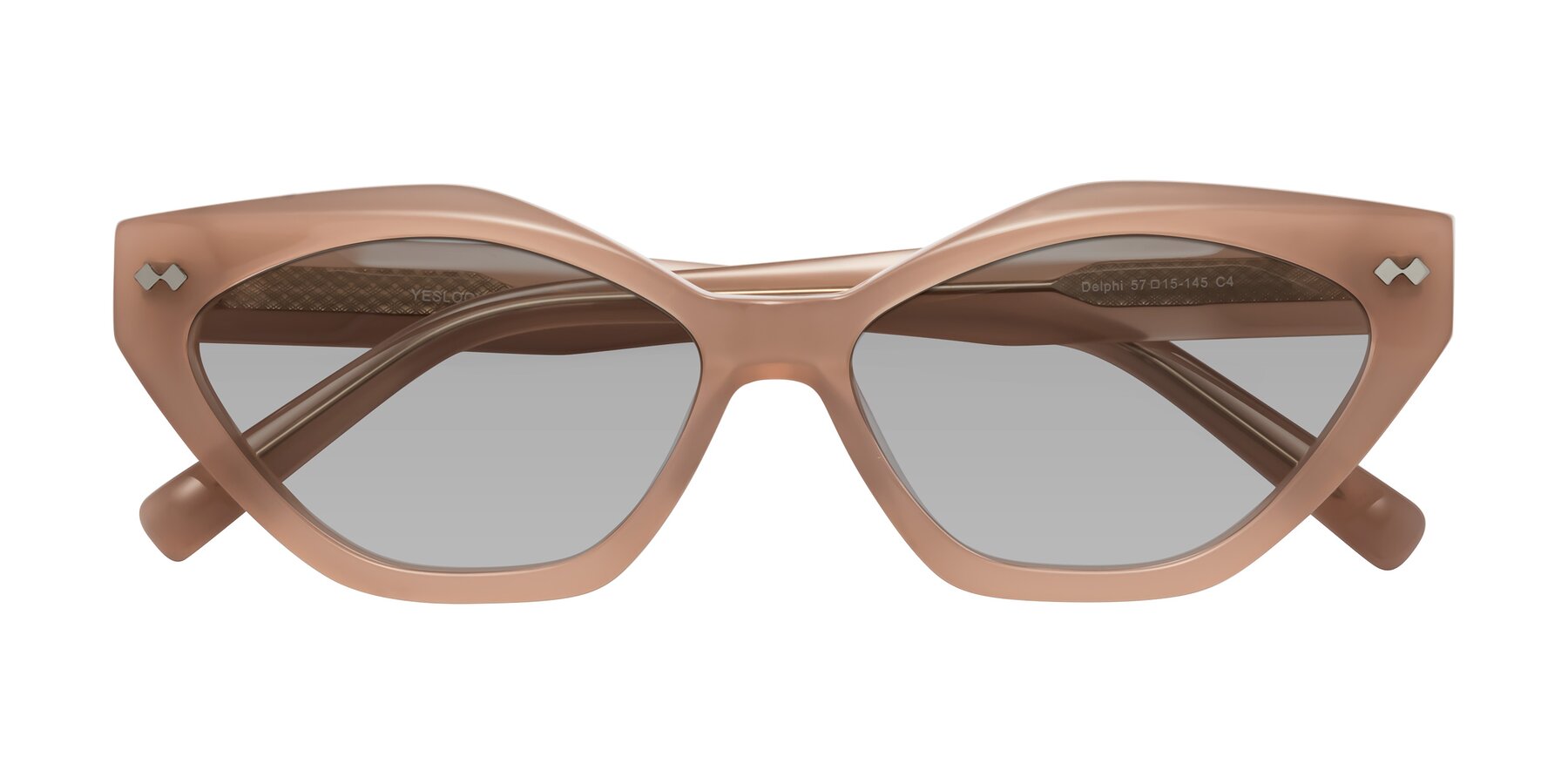 Folded Front of Delphi in Peach with Light Gray Tinted Lenses