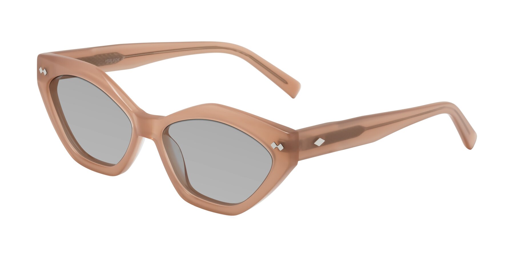 Angle of Delphi in Peach with Light Gray Tinted Lenses