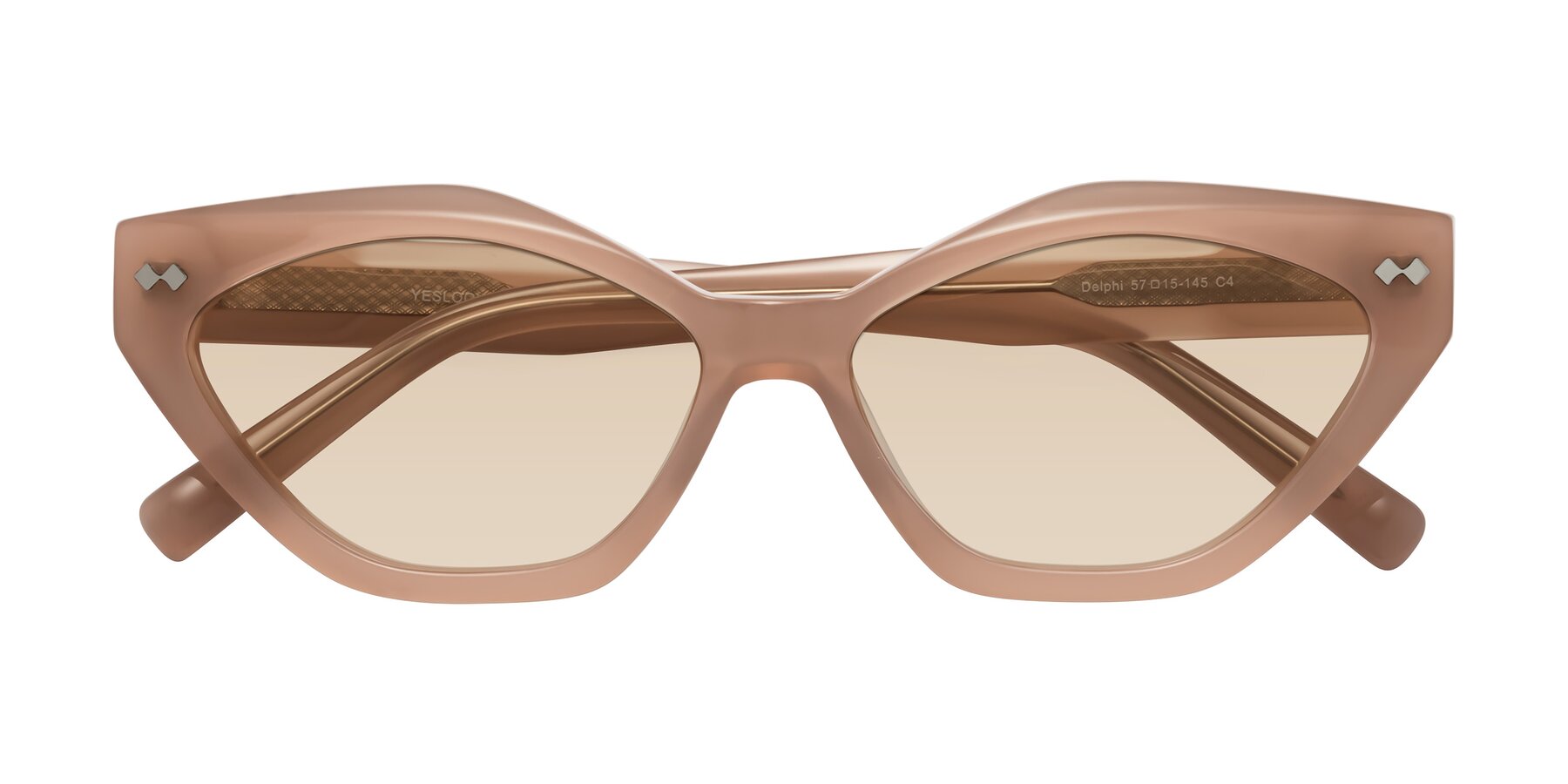 Folded Front of Delphi in Peach with Light Brown Tinted Lenses
