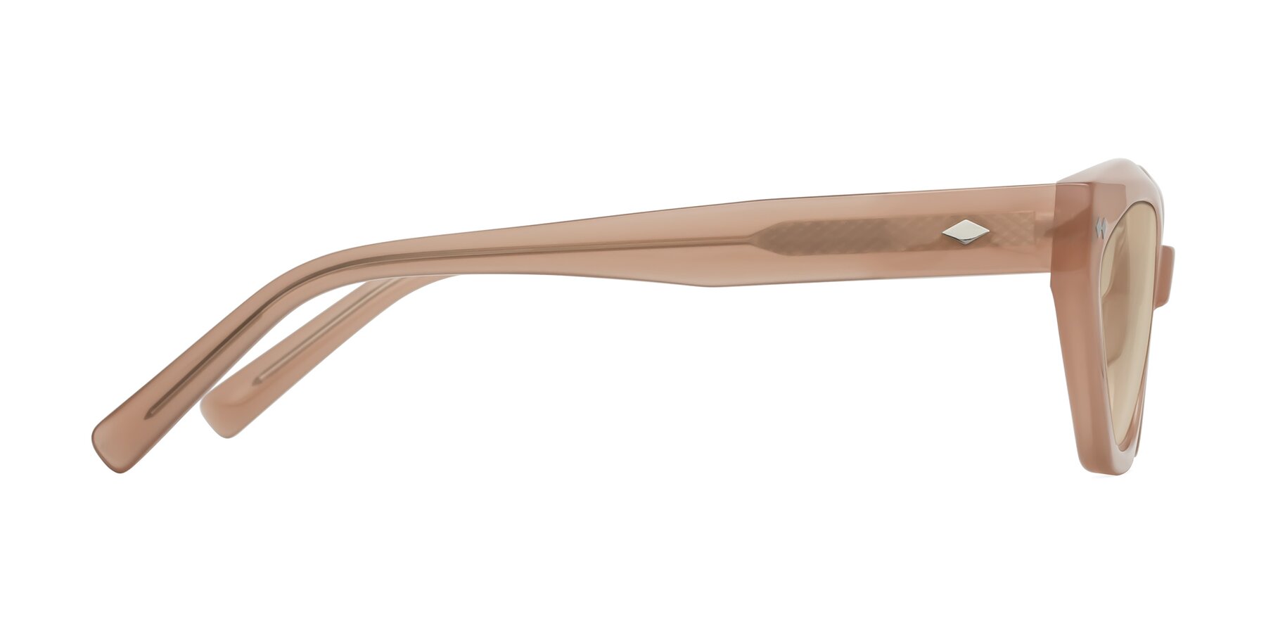 Side of Delphi in Peach with Light Brown Tinted Lenses