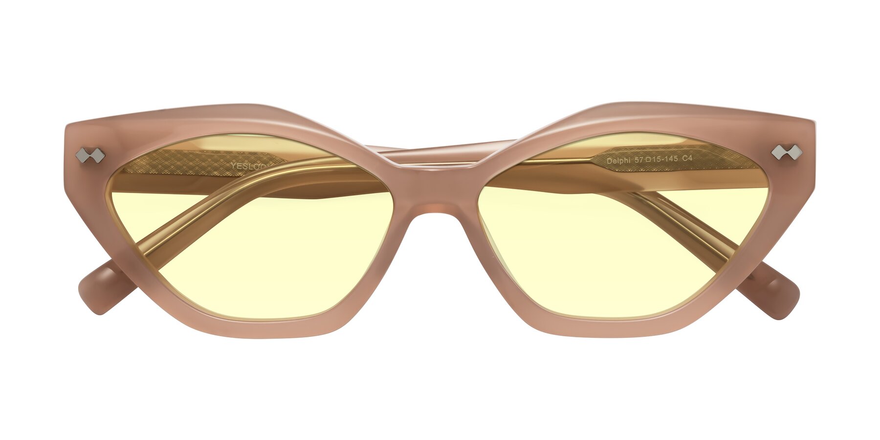Folded Front of Delphi in Peach with Light Yellow Tinted Lenses