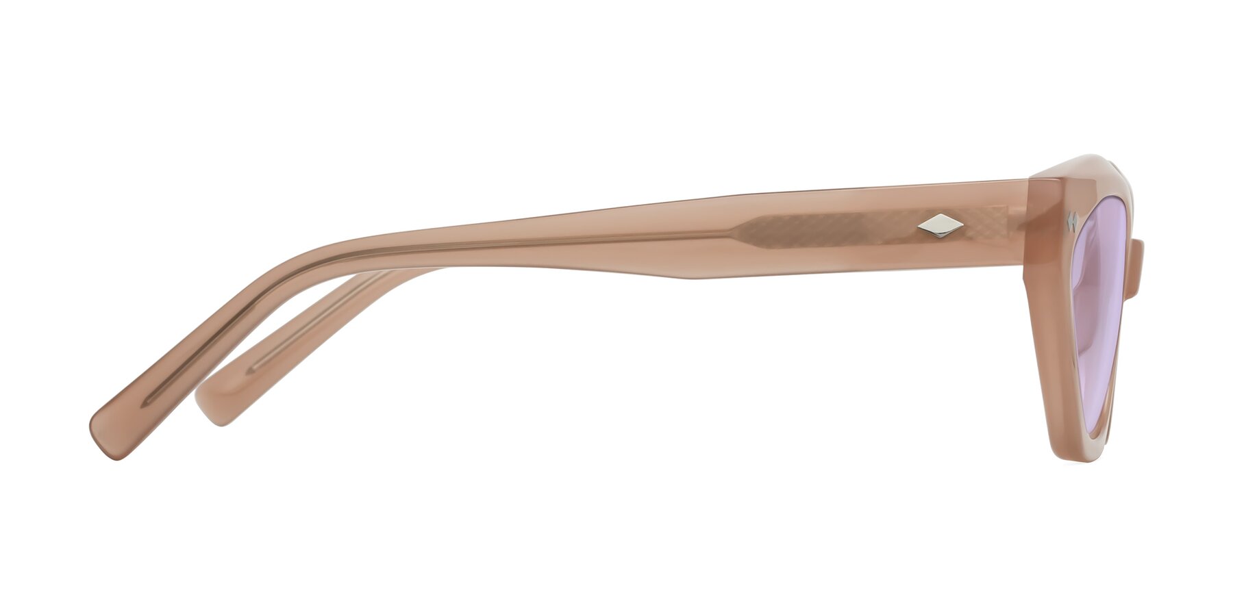 Side of Delphi in Peach with Light Purple Tinted Lenses