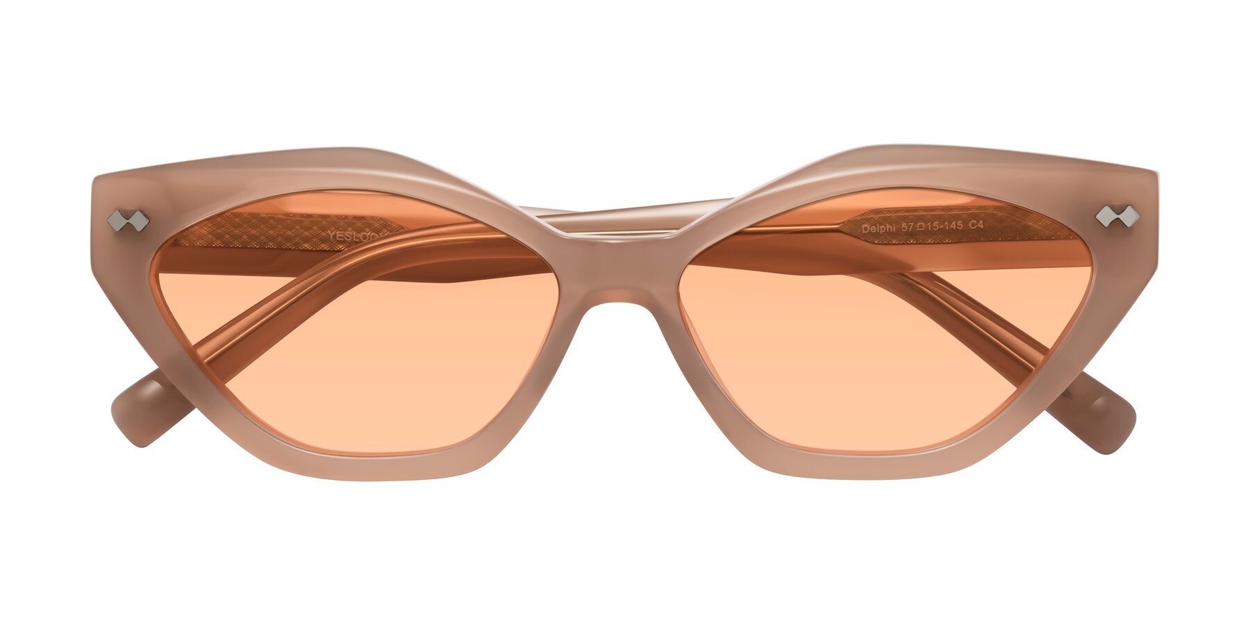 Folded Front of Delphi in Peach with Light Orange Tinted Lenses