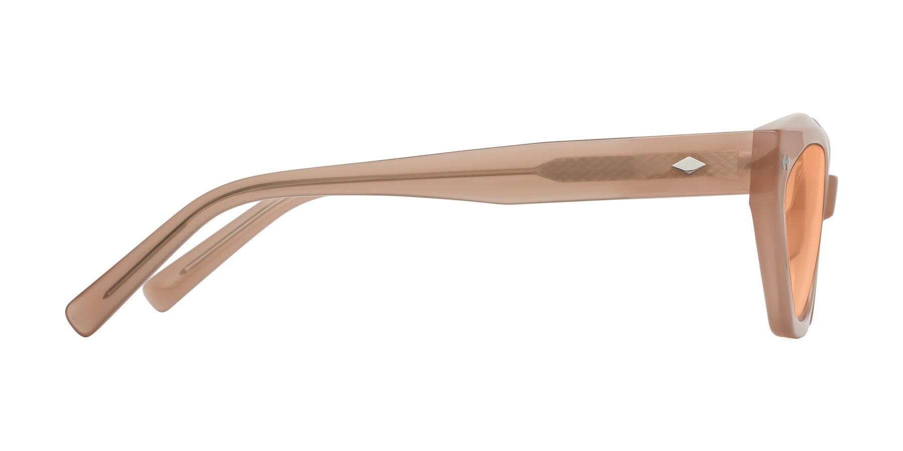 Side of Delphi in Peach with Light Orange Tinted Lenses