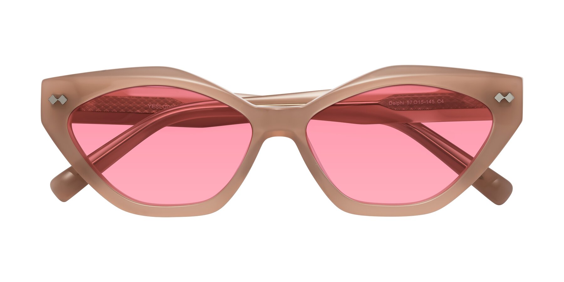 Folded Front of Delphi in Peach with Pink Tinted Lenses
