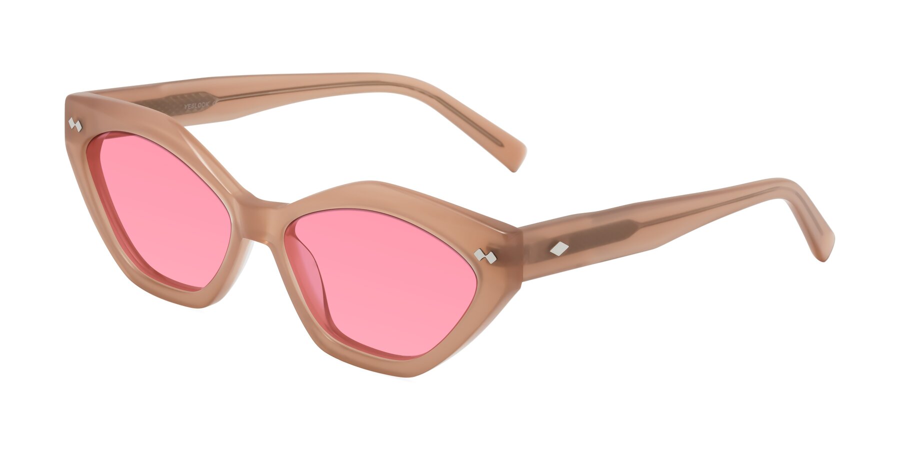 Angle of Delphi in Peach with Pink Tinted Lenses
