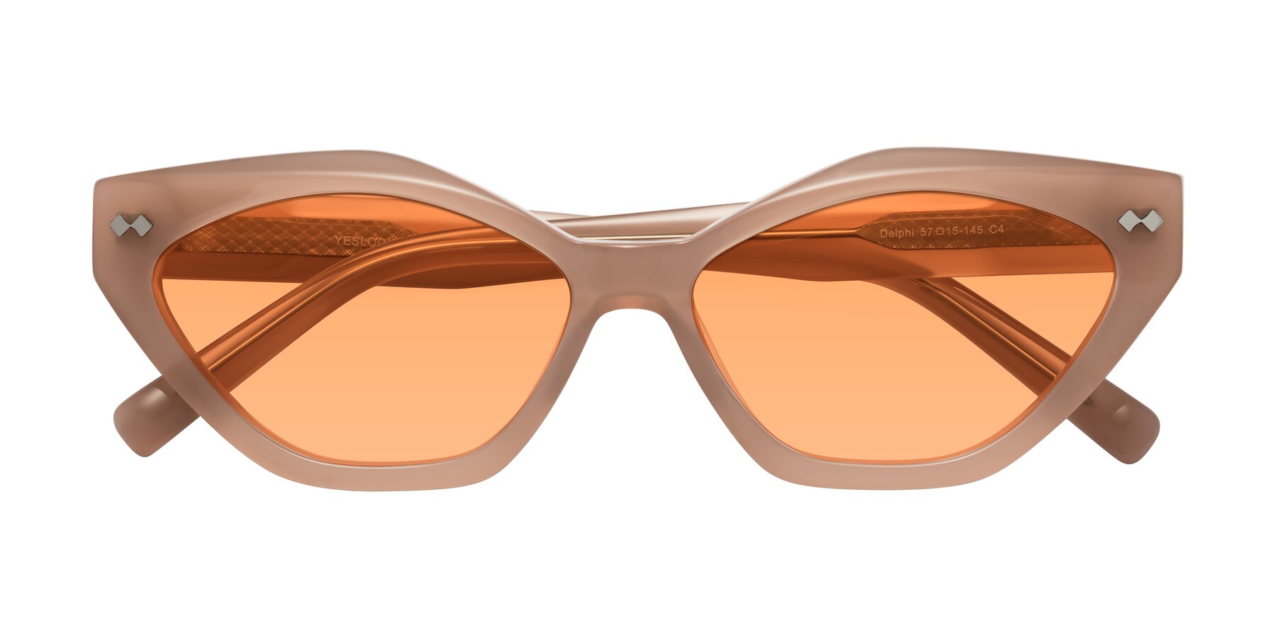 Folded Front of Delphi in Peach with Medium Orange Tinted Lenses