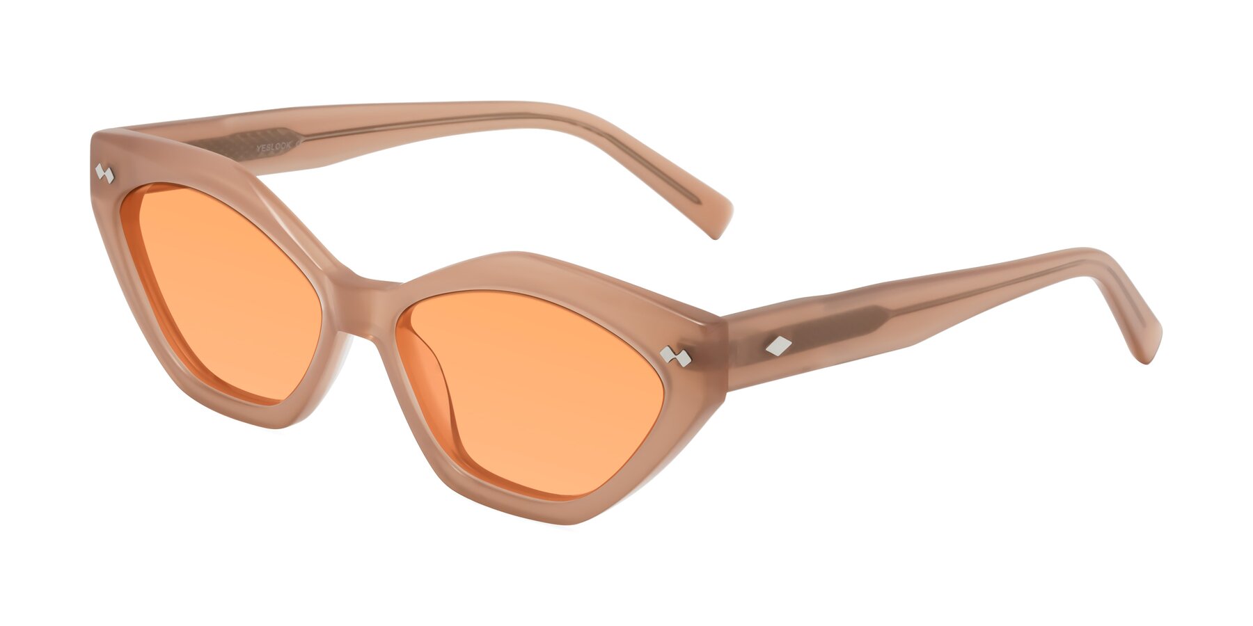 Angle of Delphi in Peach with Medium Orange Tinted Lenses