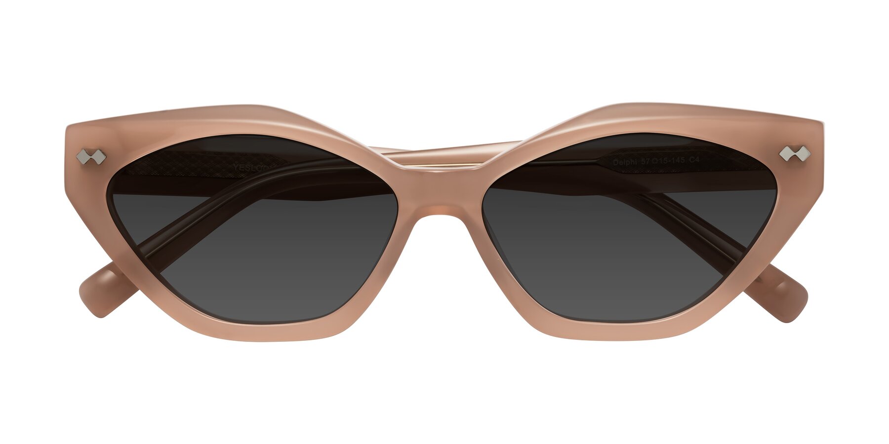 Folded Front of Delphi in Peach with Gray Tinted Lenses