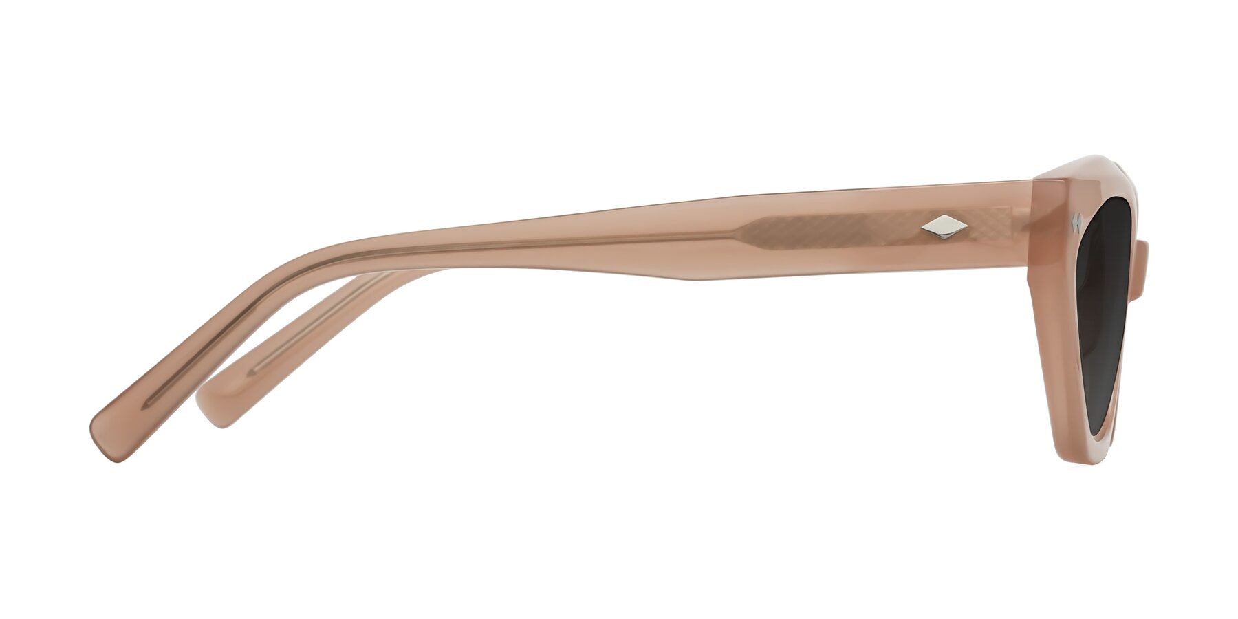 Side of Delphi in Peach with Gray Tinted Lenses