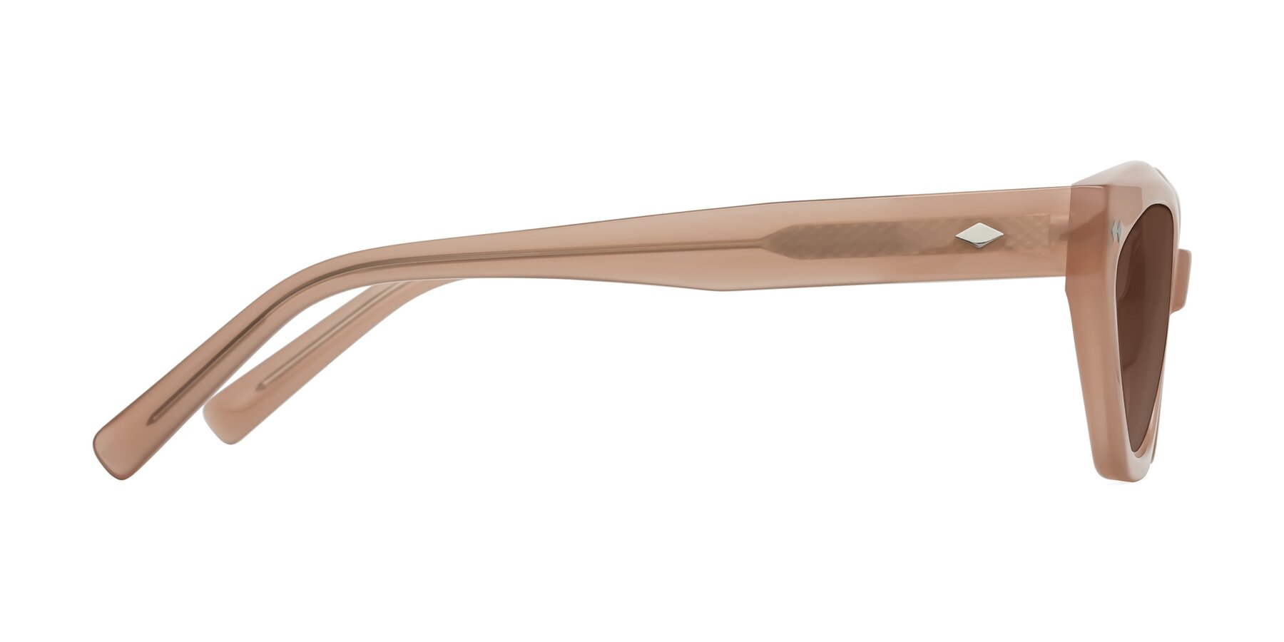 Side of Delphi in Peach with Brown Tinted Lenses