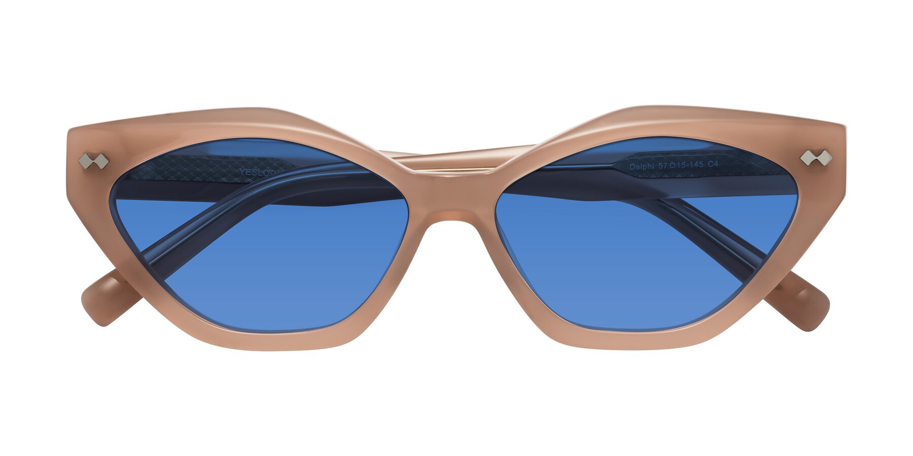 Folded Front of Delphi in Peach with Blue Tinted Lenses