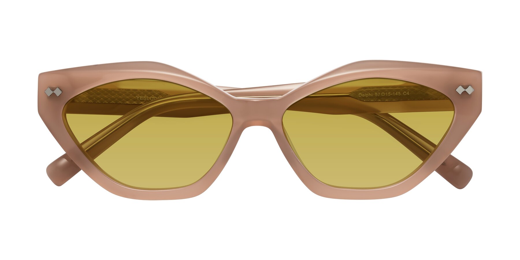 Folded Front of Delphi in Peach with Champagne Tinted Lenses