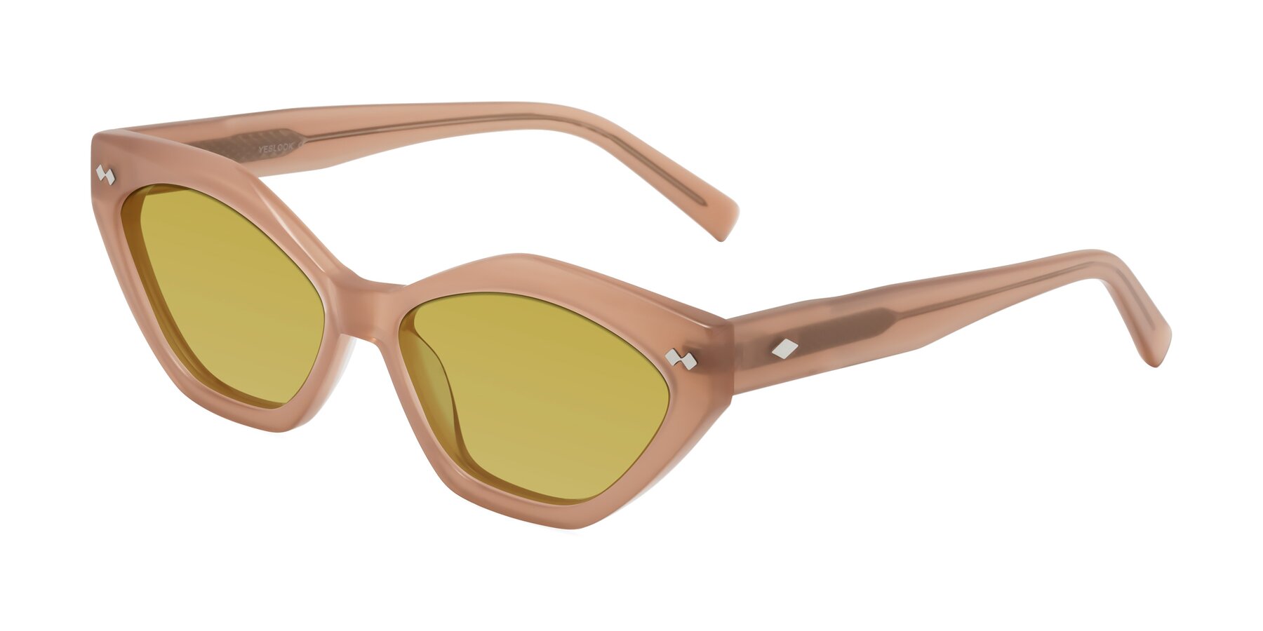 Angle of Delphi in Peach with Champagne Tinted Lenses