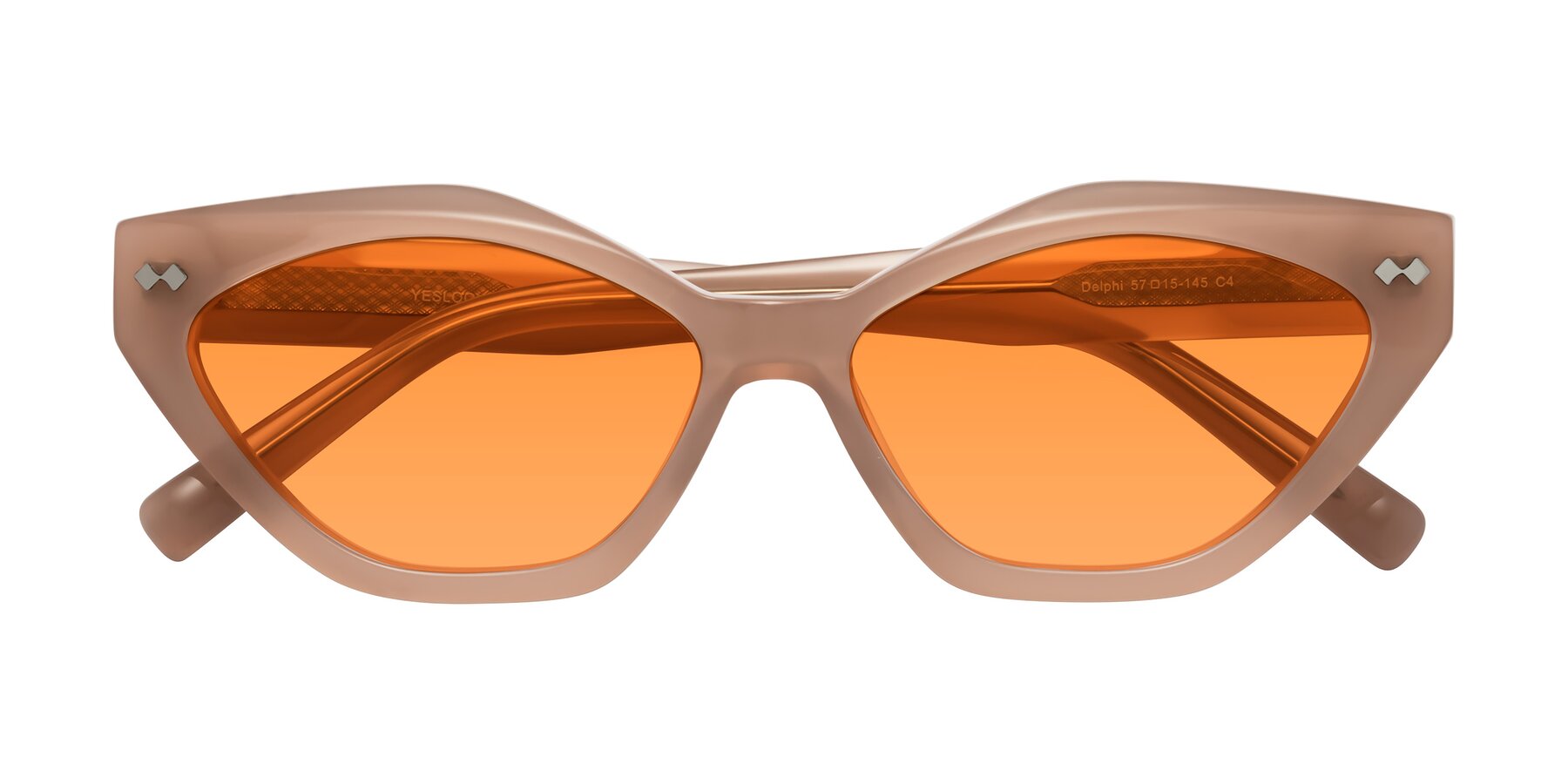 Folded Front of Delphi in Peach with Orange Tinted Lenses