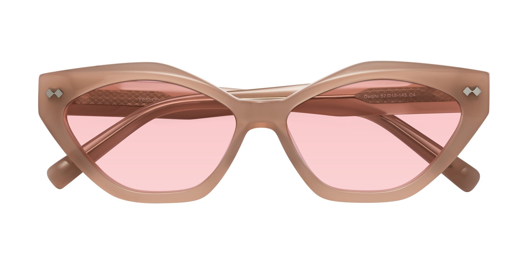 Folded Front of Delphi in Peach with Light Garnet Tinted Lenses
