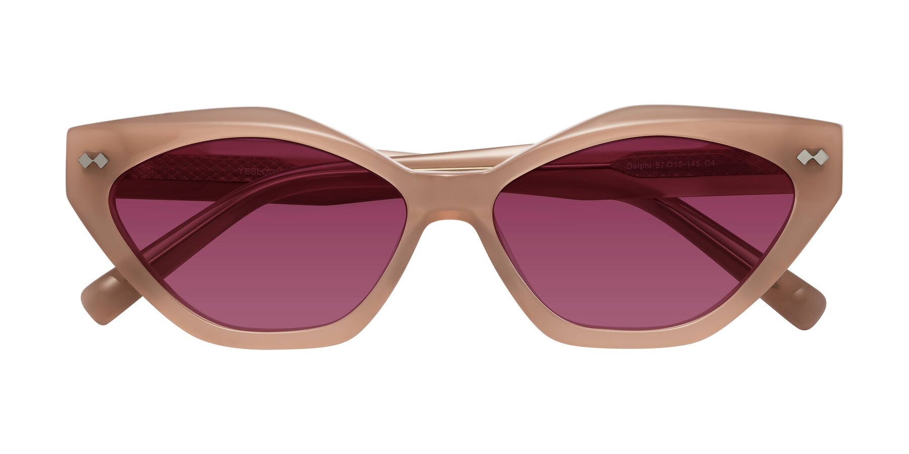 Folded Front of Delphi in Peach with Wine Tinted Lenses