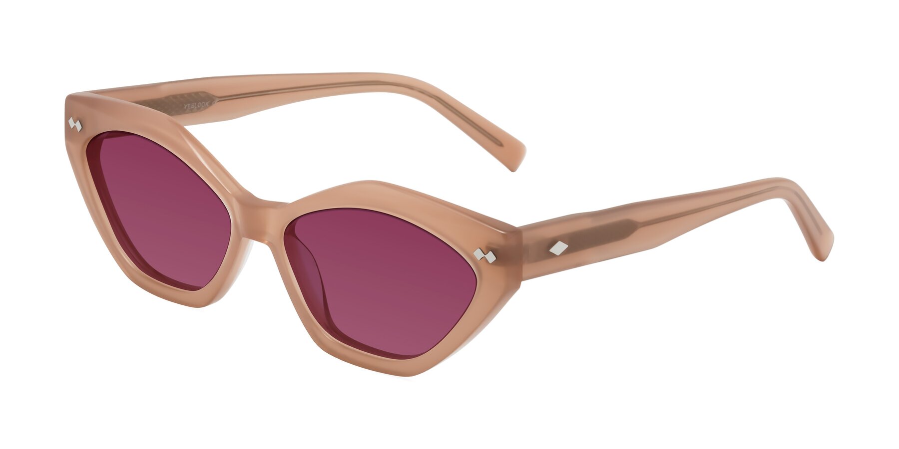 Angle of Delphi in Peach with Wine Tinted Lenses
