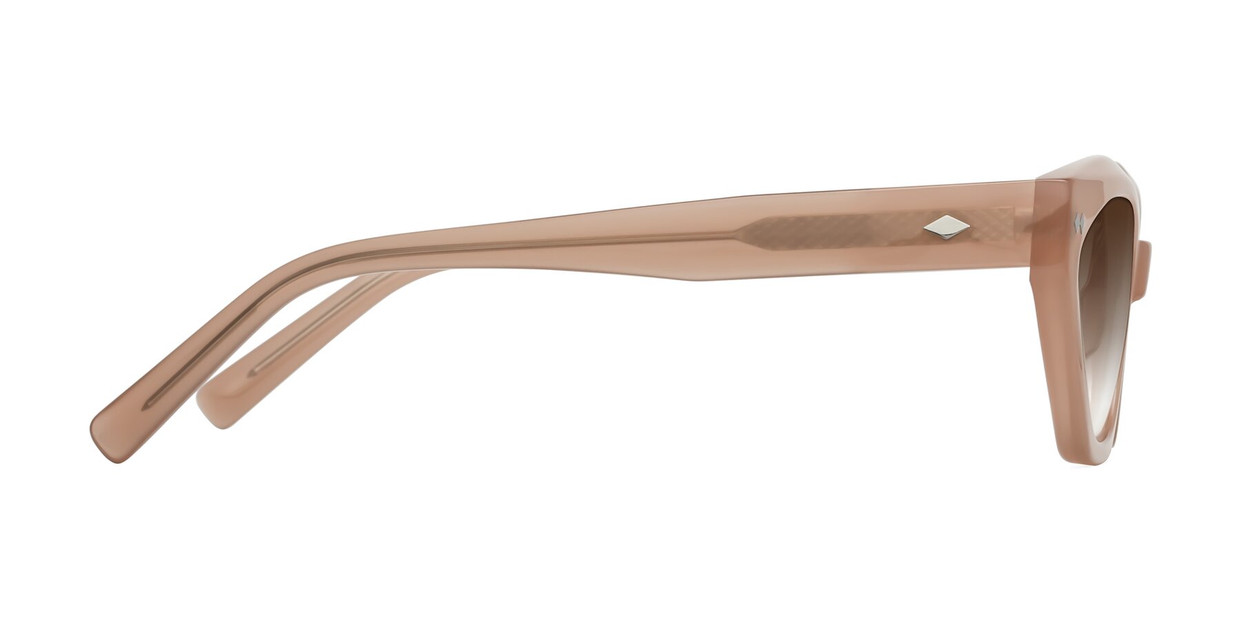 Side of Delphi in Peach with Brown Gradient Lenses