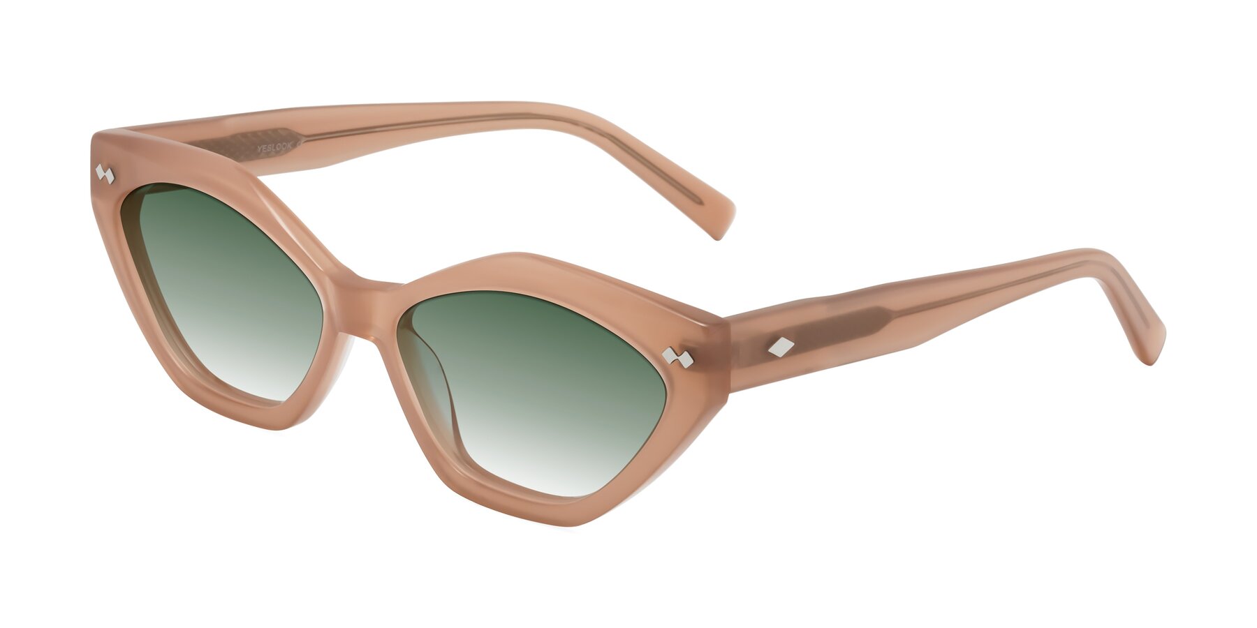 Angle of Delphi in Peach with Green Gradient Lenses