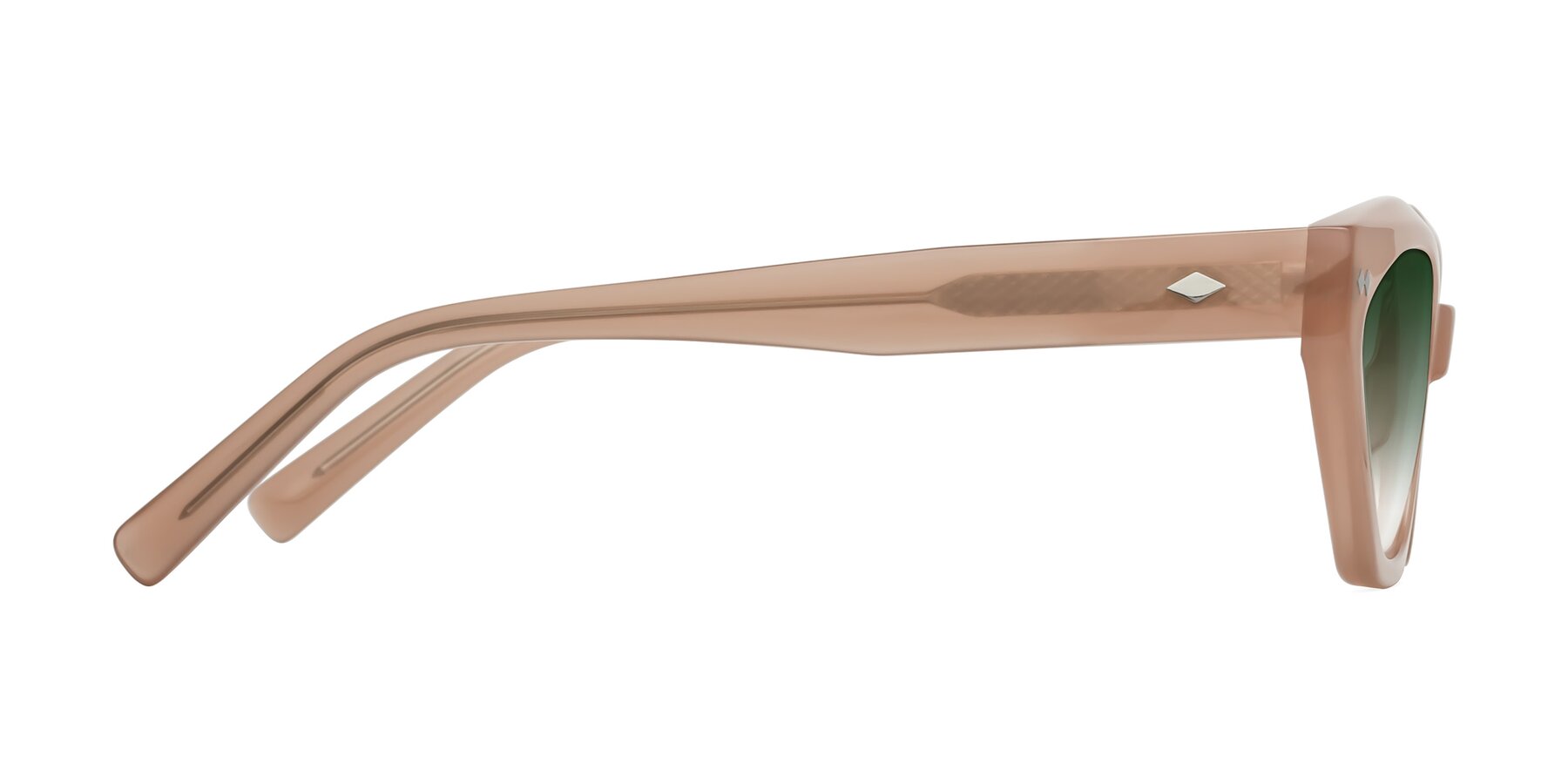 Side of Delphi in Peach with Green Gradient Lenses