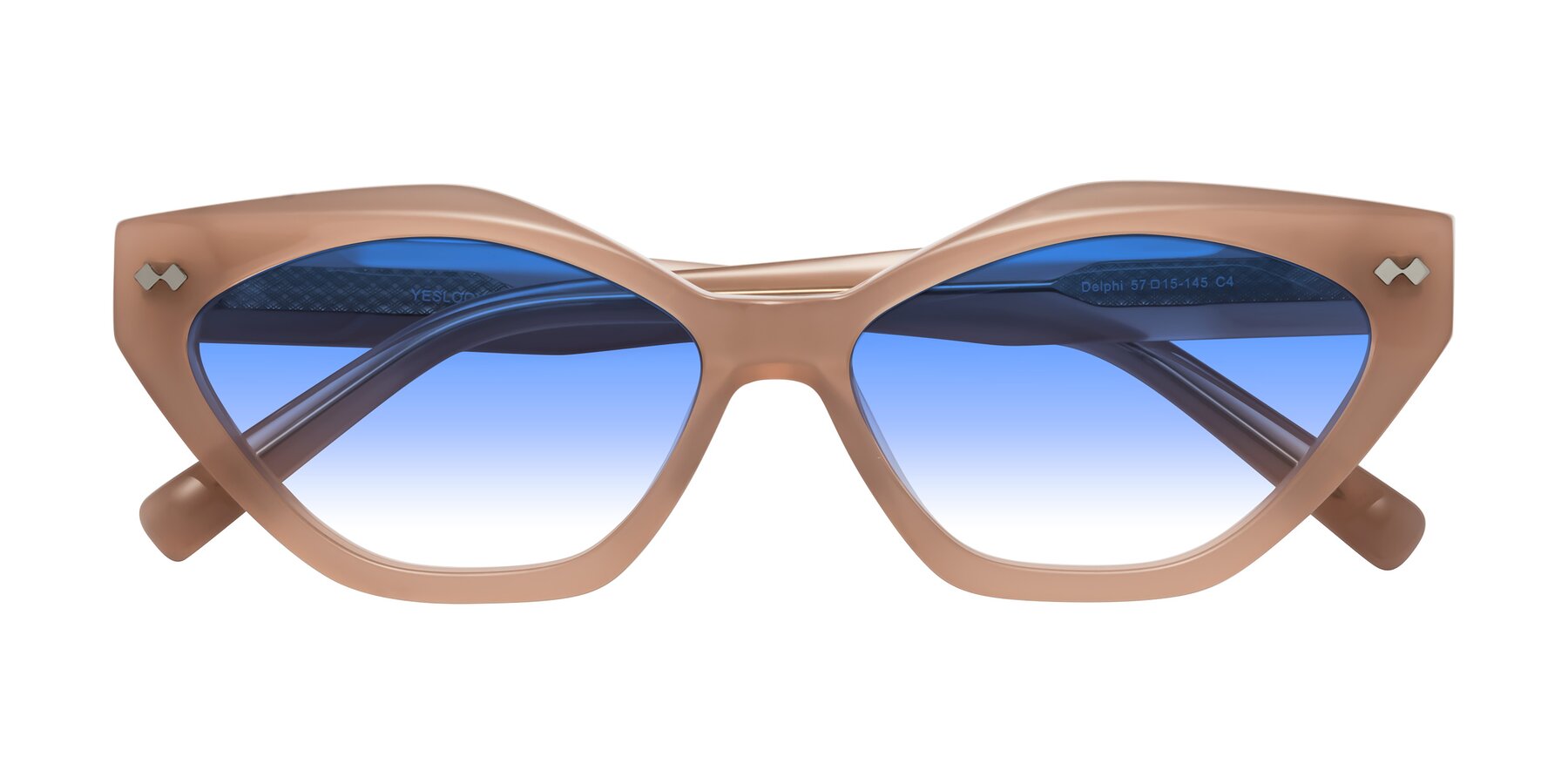 Folded Front of Delphi in Peach with Blue Gradient Lenses
