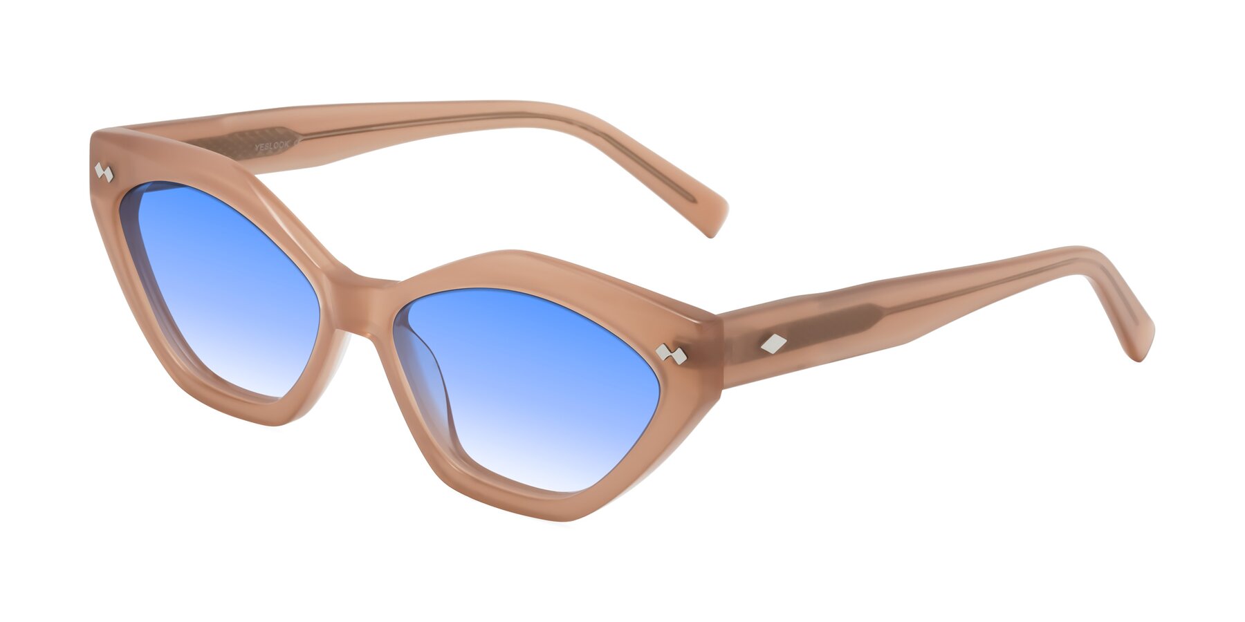 Angle of Delphi in Peach with Blue Gradient Lenses