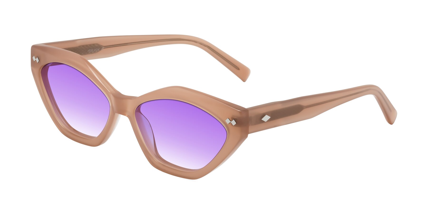 Angle of Delphi in Peach with Purple Gradient Lenses