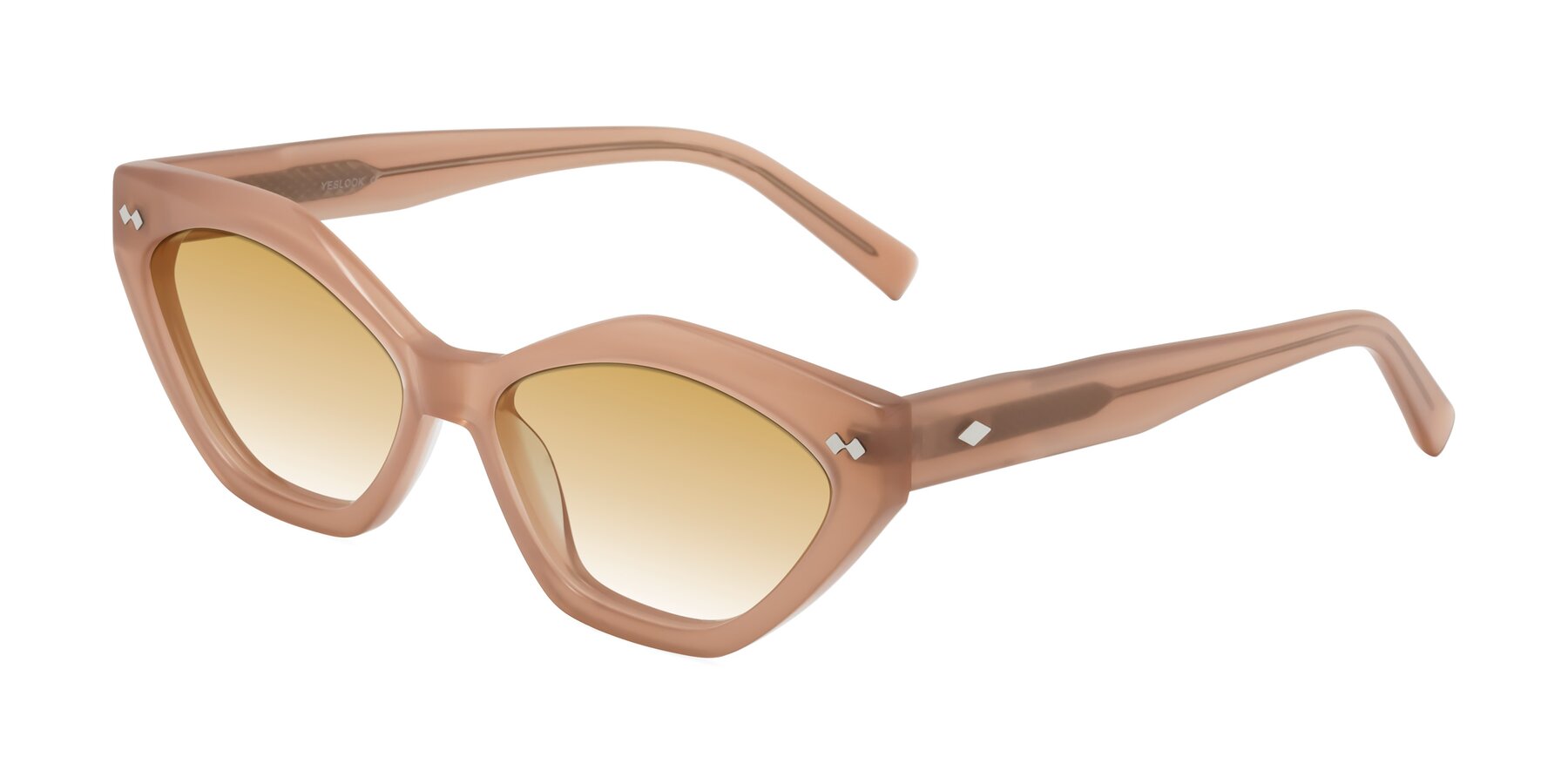 Angle of Delphi in Peach with Champagne Gradient Lenses