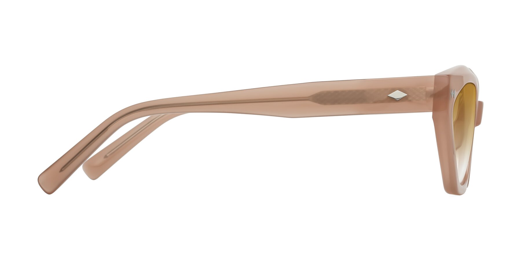Side of Delphi in Peach with Champagne Gradient Lenses