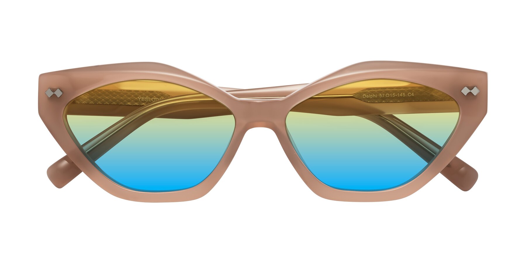 Folded Front of Delphi in Peach with Yellow / Blue Gradient Lenses