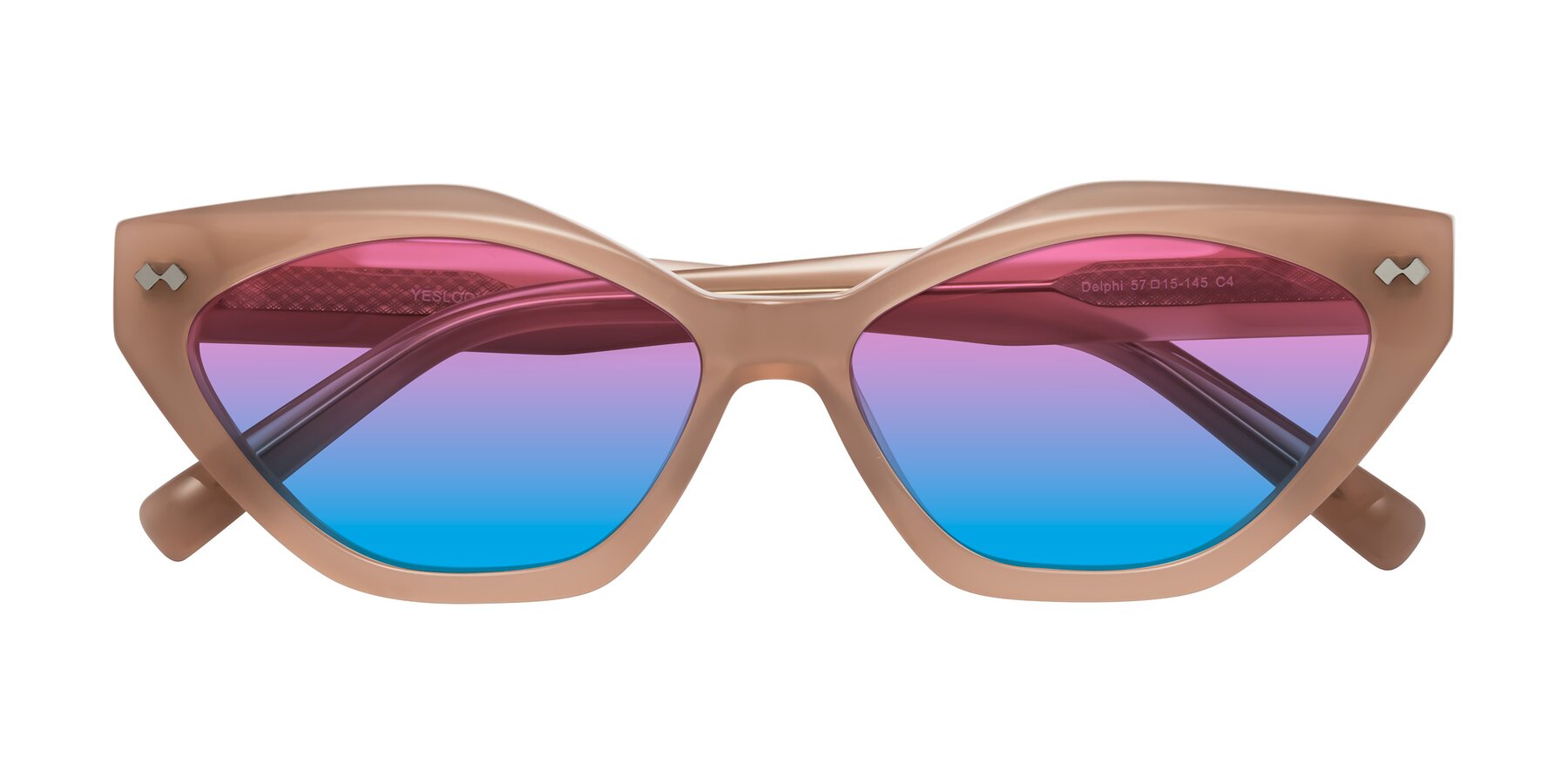 Folded Front of Delphi in Peach with Pink / Blue Gradient Lenses