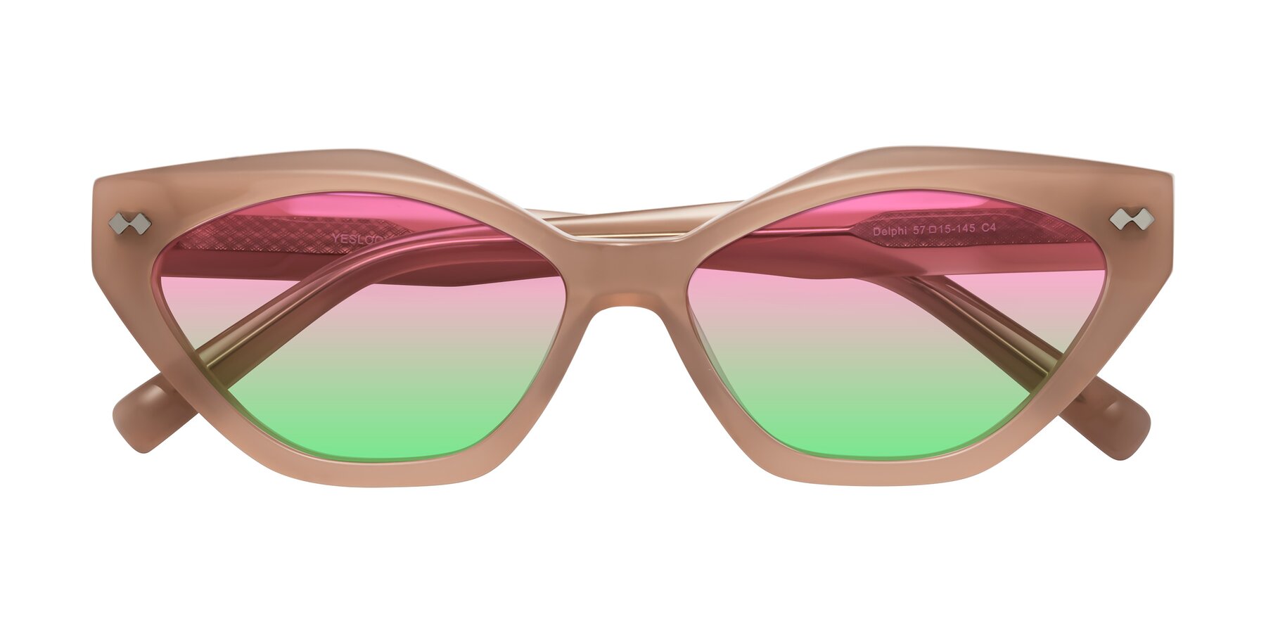 Folded Front of Delphi in Peach with Pink / Green Gradient Lenses