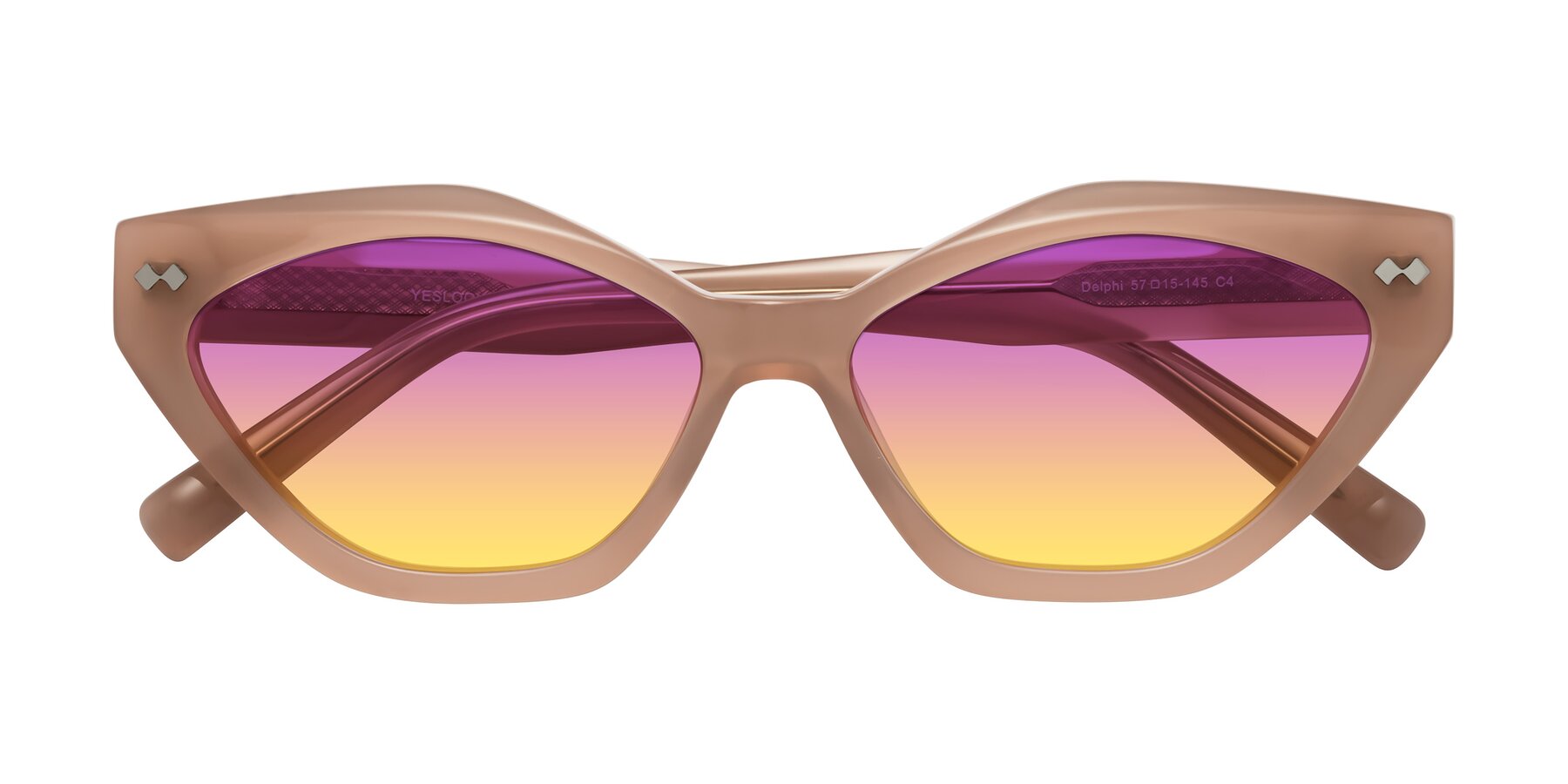 Folded Front of Delphi in Peach with Purple / Yellow Gradient Lenses