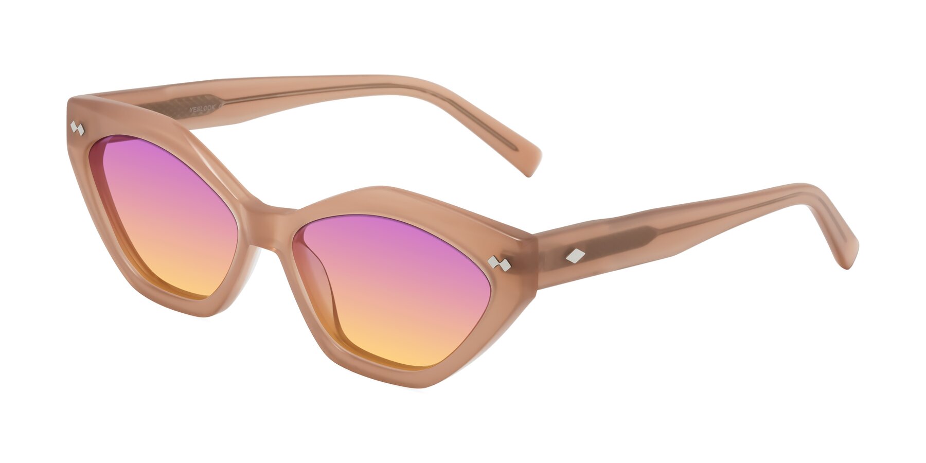 Angle of Delphi in Peach with Purple / Yellow Gradient Lenses