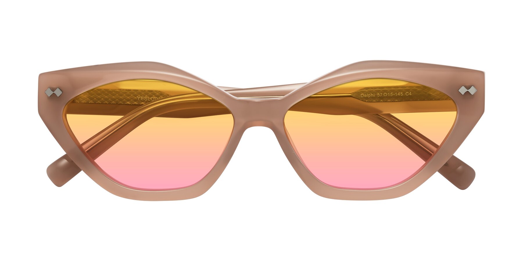 Folded Front of Delphi in Peach with Yellow / Pink Gradient Lenses