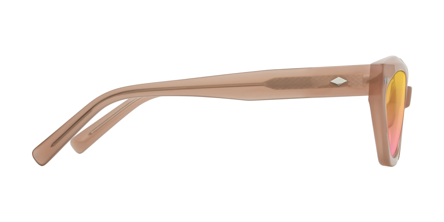 Side of Delphi in Peach with Yellow / Pink Gradient Lenses