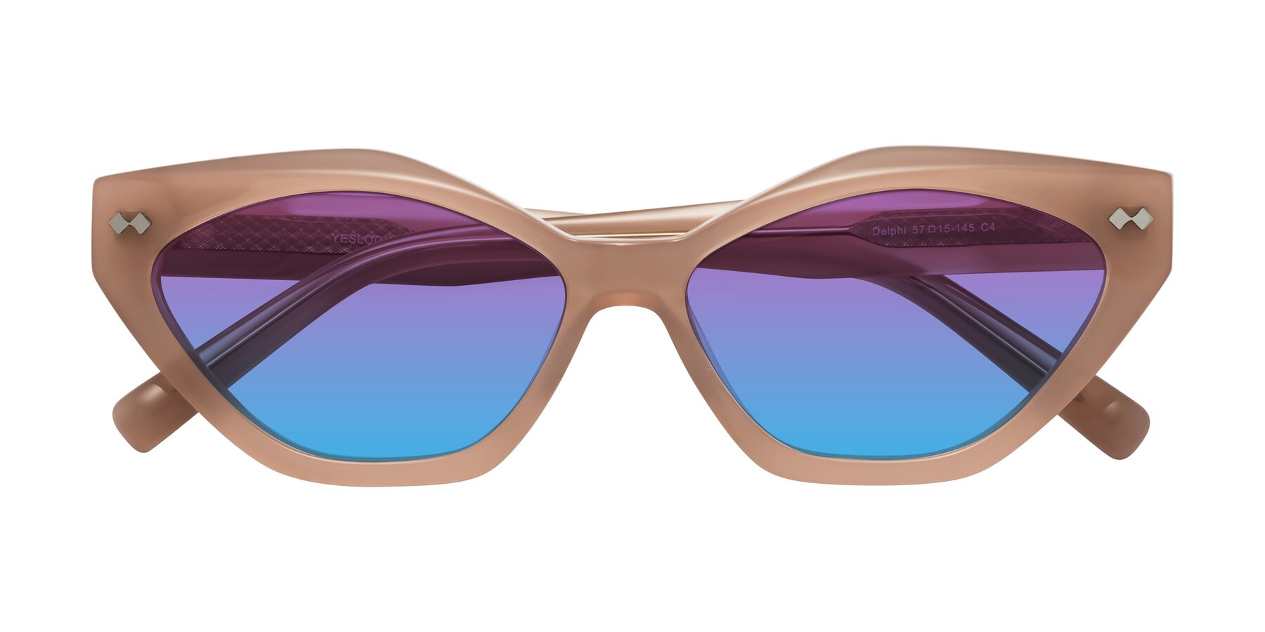 Folded Front of Delphi in Peach with Purple / Blue Gradient Lenses