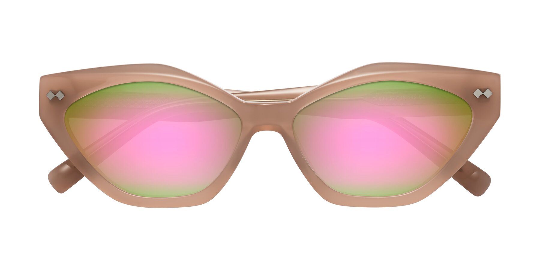 Folded Front of Delphi in Peach with Pink Mirrored Lenses