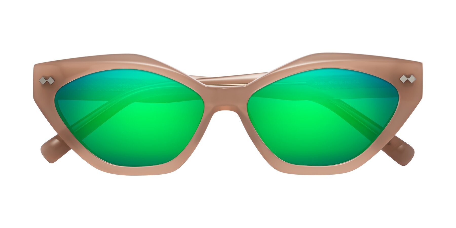 Folded Front of Delphi in Peach with Green Mirrored Lenses