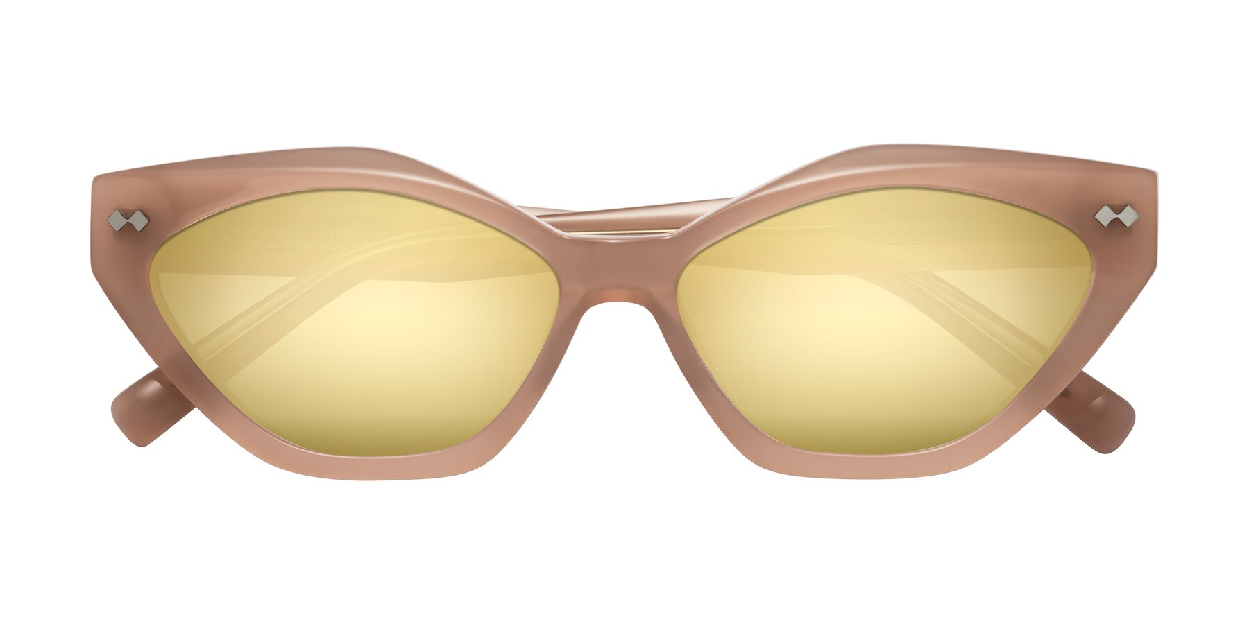 Folded Front of Delphi in Peach with Gold Mirrored Lenses