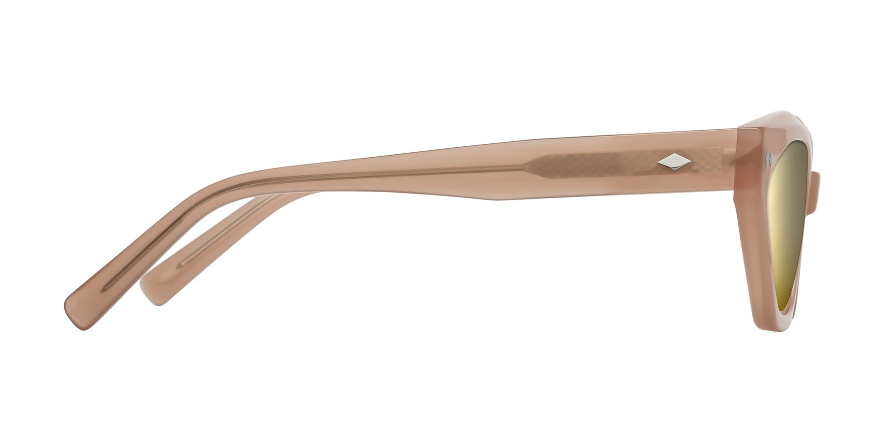 Side of Delphi in Peach with Gold Mirrored Lenses
