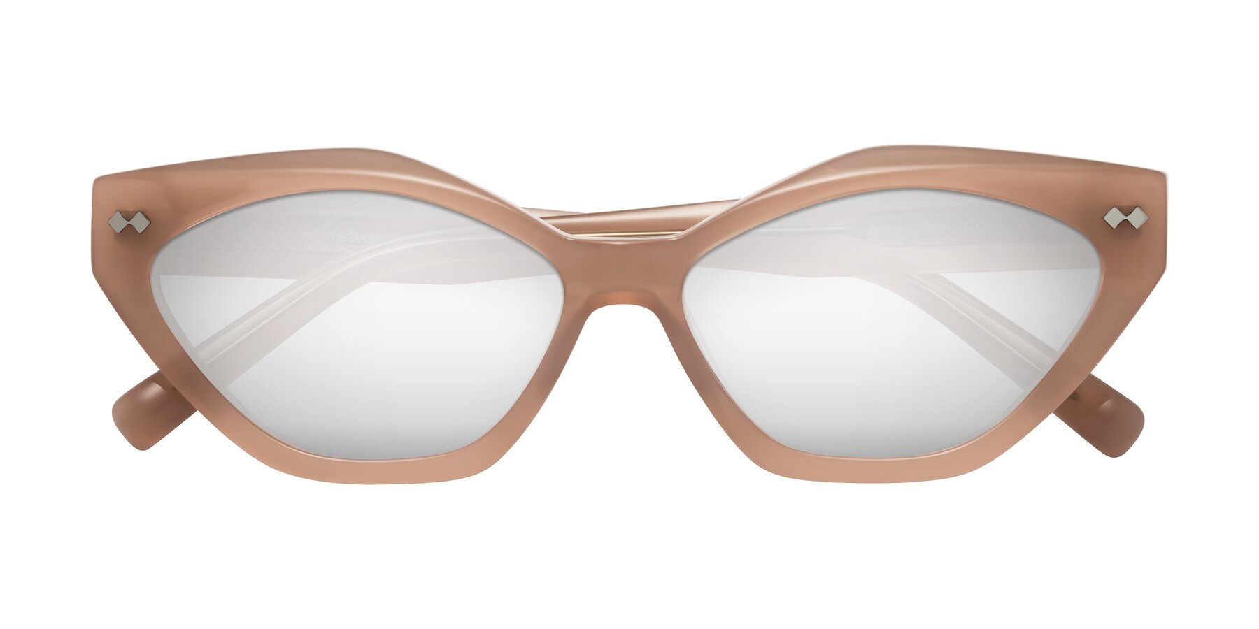 Folded Front of Delphi in Peach with Silver Mirrored Lenses