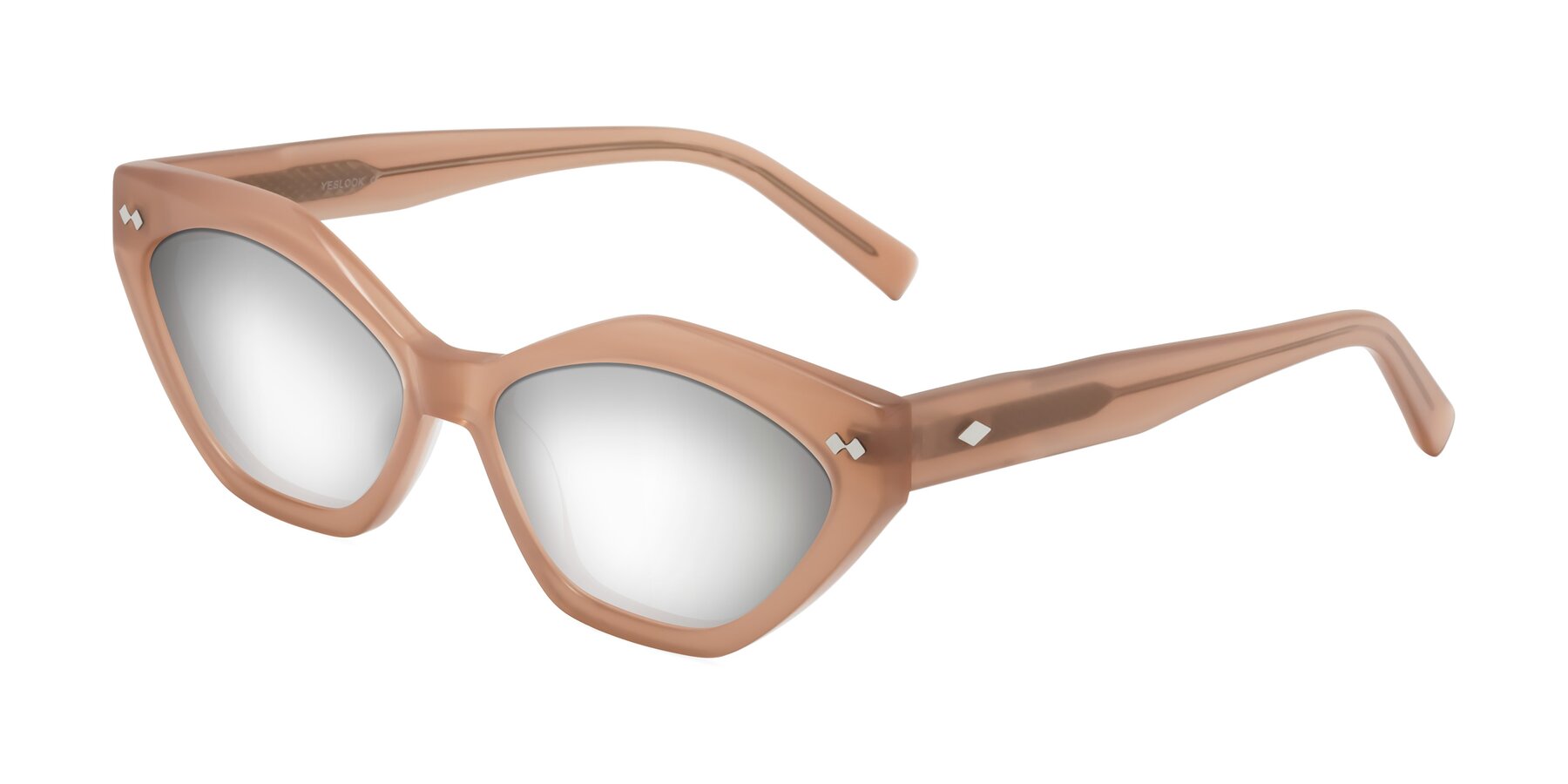 Angle of Delphi in Peach with Silver Mirrored Lenses